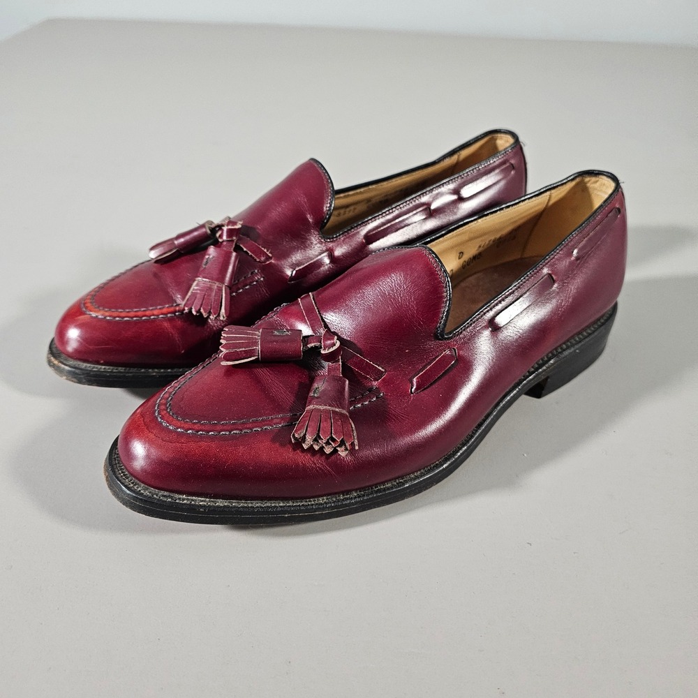 Allen Edmonds Grayson Loafers Mens 8 D Burgundy Tassel Leather Dress Shoes 8297